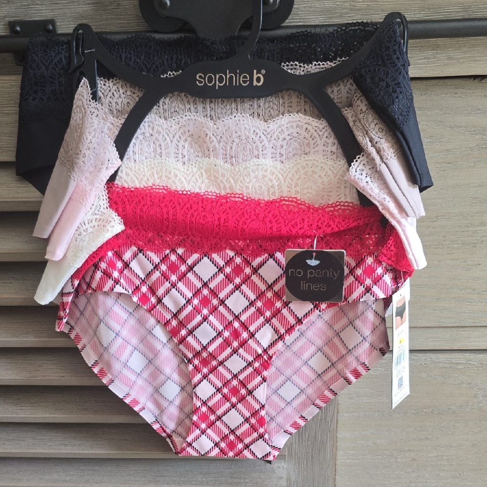 sophie b.  Lace and Plaid Panty Set - Black, Pink, White
